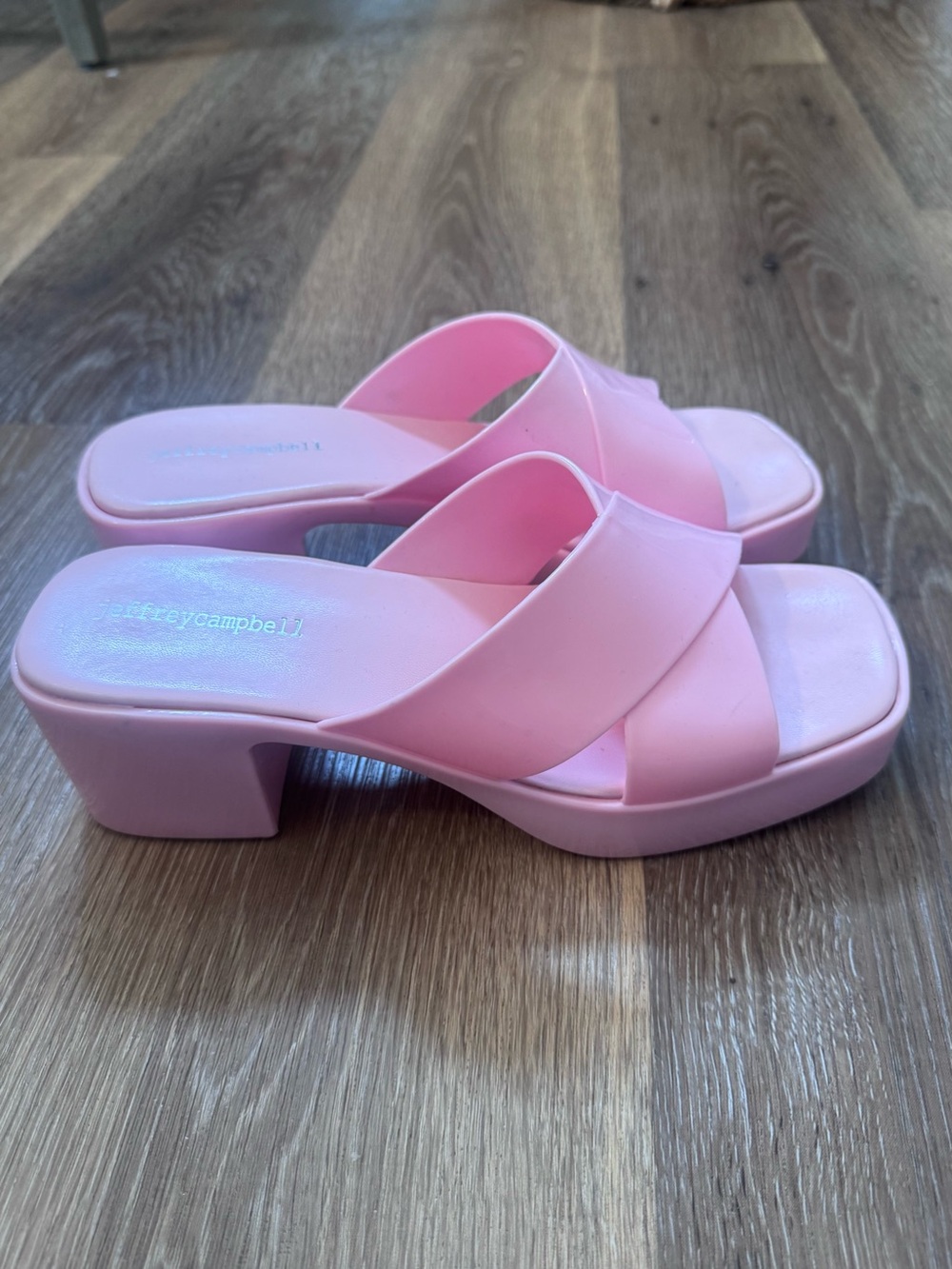 Jeffrey Campbell Pink Crossover Platform Jellies